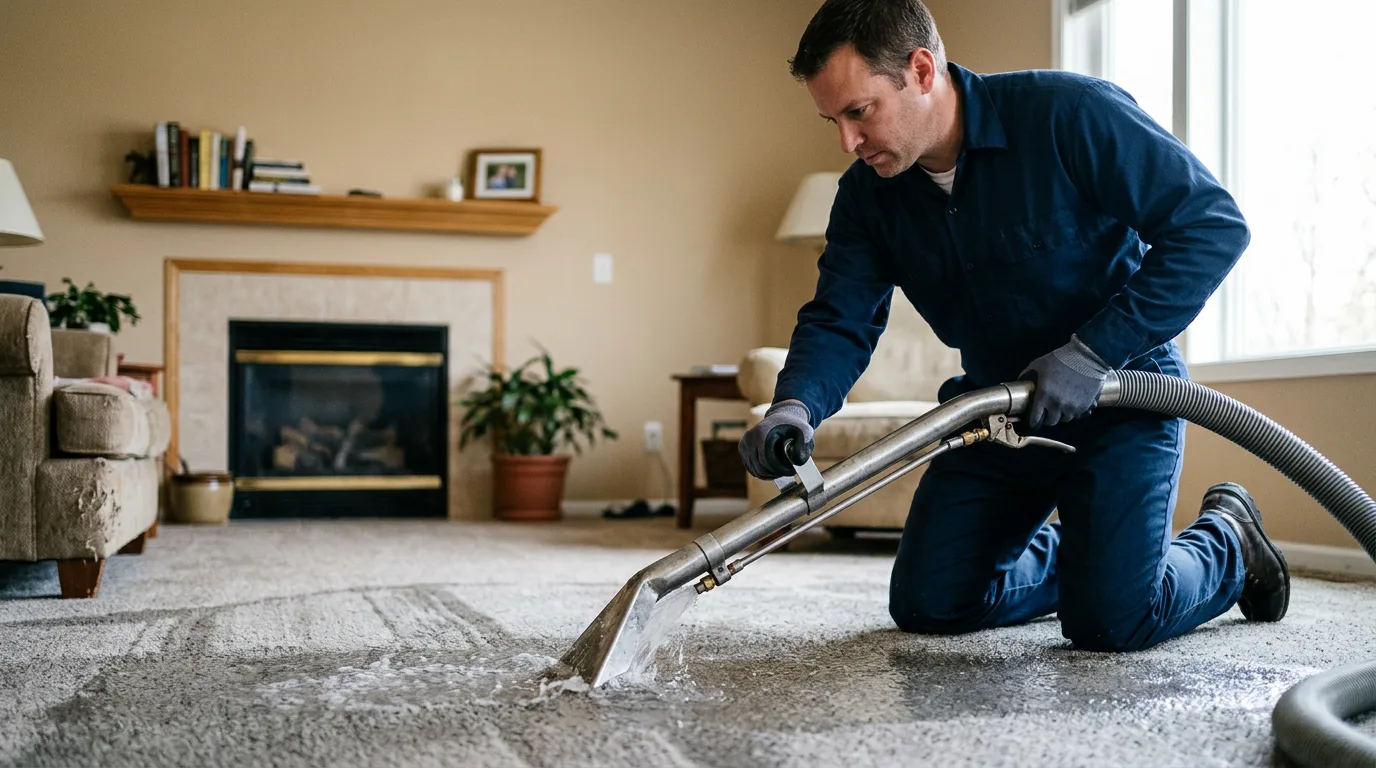 Water damage restoration technician working near Horse Shoe, NC